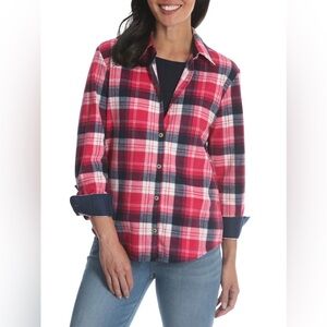 Lee Women's Plaid Button-Down Shirt in Pink and Blue